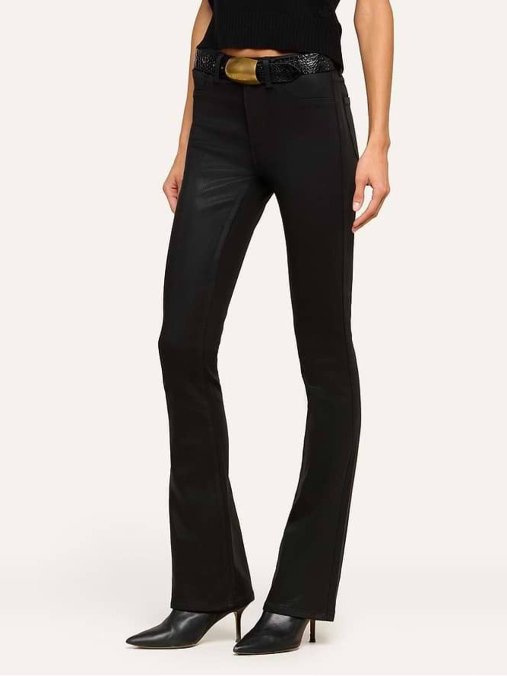 L'AGENCE Black Noir Selma Coated Bootcut Jean Size 27